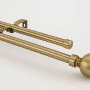 Brushed Brass Gunmetal Grey Double curtain rail