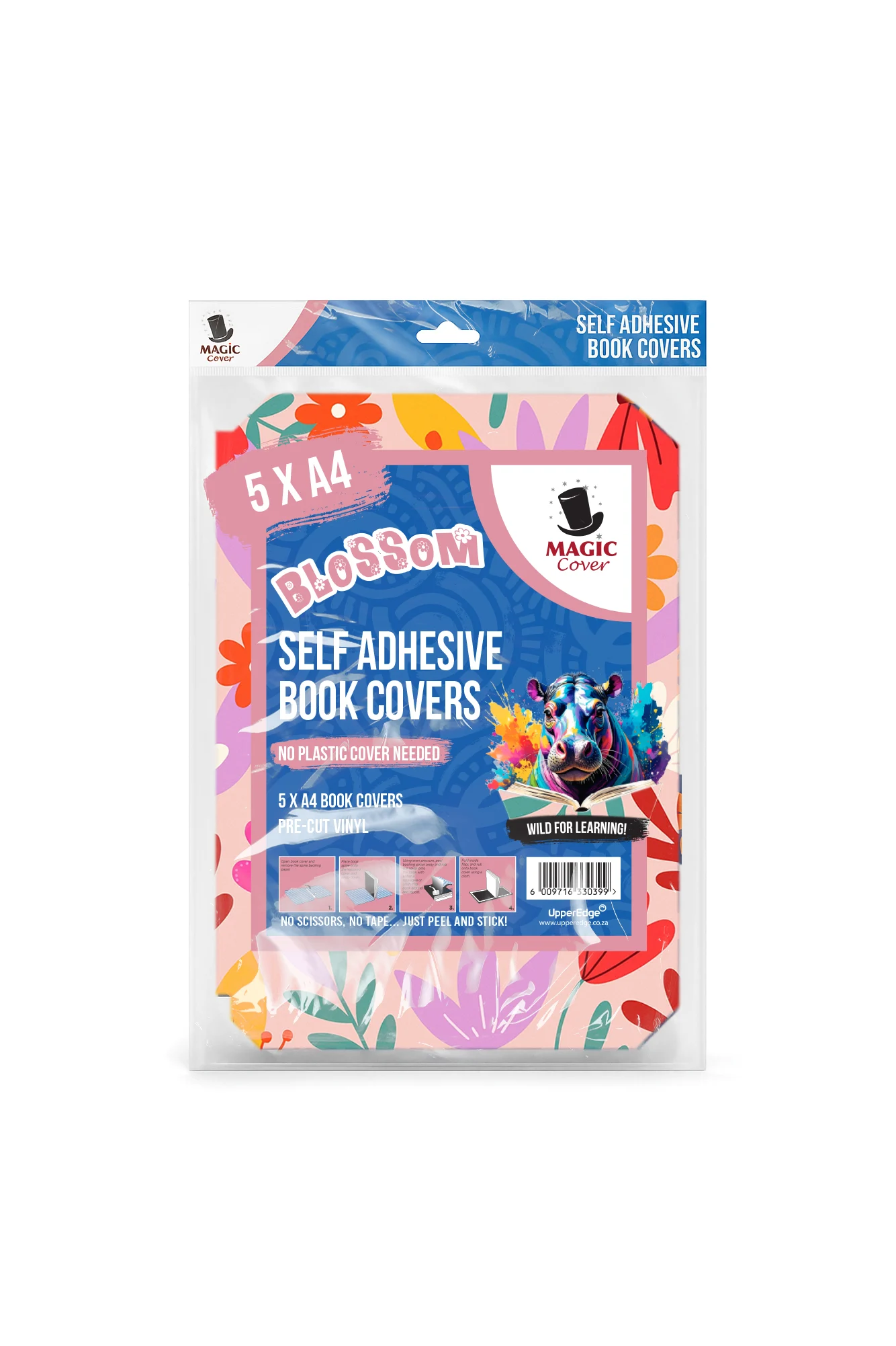 A4 Blossom pre-cut self-adhesive book cover (5 Pack)