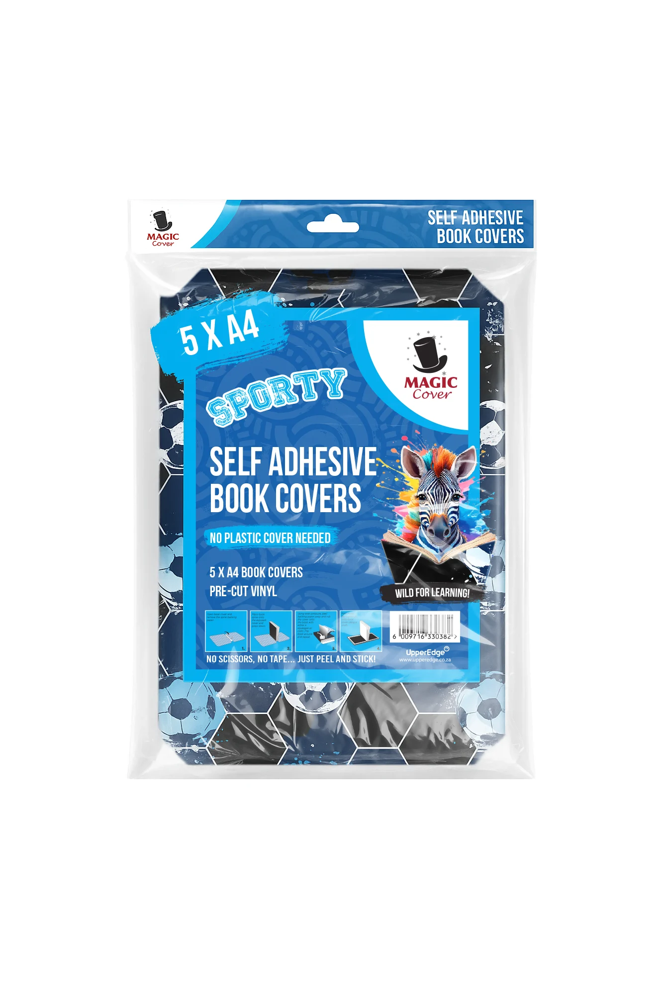 A4 Sporty pre-cut self-adhesive book cover (5 Pack)